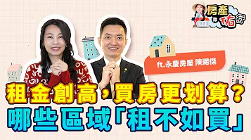 租金漲不停，哪些區域「租不如買」？評估方式一次解析｜永慶陳賜傑、佑佑｜房產靠佑行